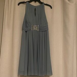 Jessica Howard Gray Blue Embellished Midi Dress